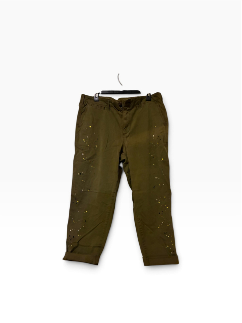 Women's Gap Straight Khaki Pants Size 16 Olive Paint Splatter